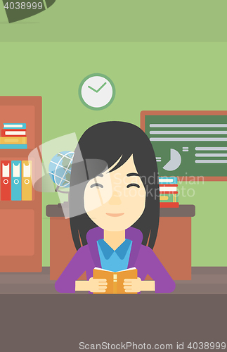 Image of Student reading book vector illustration.