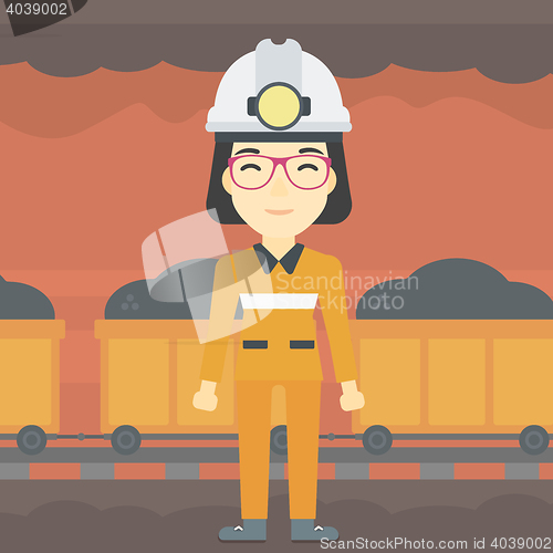 Image of Confident miner in hardhat vector illustration.