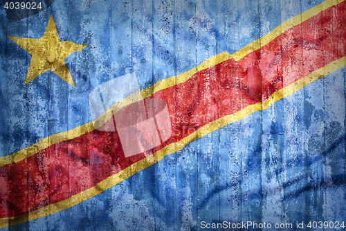 Image of Grunge style of Congo flag on a brick wall