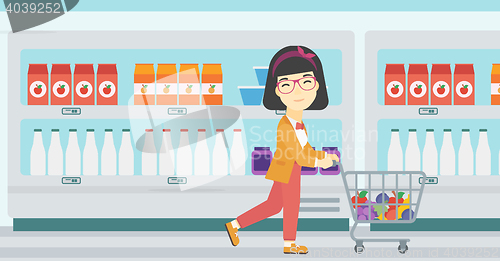 Image of Customer with trolley vector illustration.