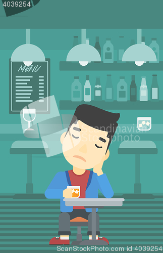 Image of Man drinking at the bar vector illustration.