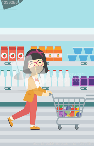 Image of Customer with trolley vector illustration.