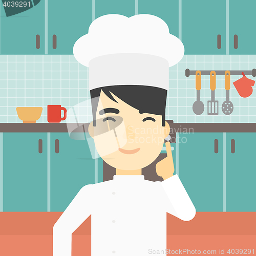 Image of Chief cooker having idea vector illustration.