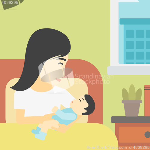 Image of Woman with new born in maternity ward.