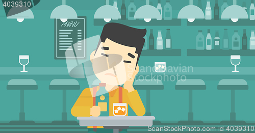 Image of Man drinking at the bar vector illustration.