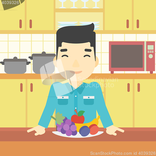 Image of Man with fresh fruits vector illustration.