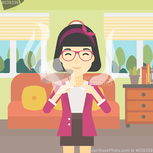 Image of Young woman quitting smoking vector illustration.