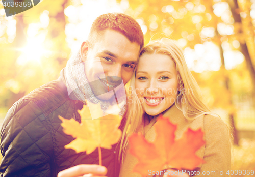 Image of romantic couple in the autumn park