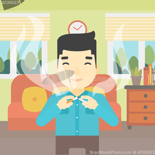 Image of Young man quitting smoking vector illustration.