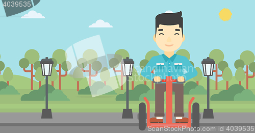 Image of Man driving electric scooter vector illustration.