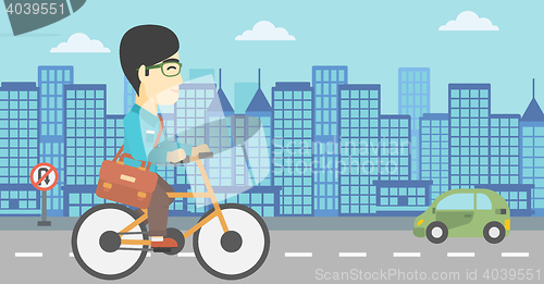 Image of Man riding bicycle vector illustration.