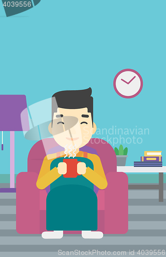 Image of Man drinking coffee or tea vector illustration.