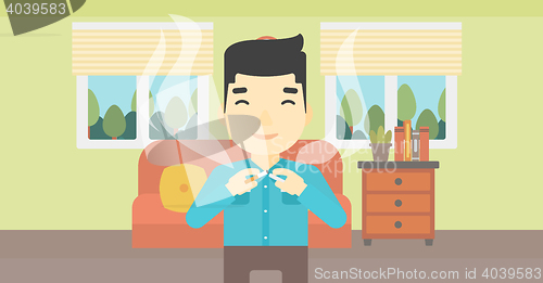 Image of Young man quitting smoking vector illustration.