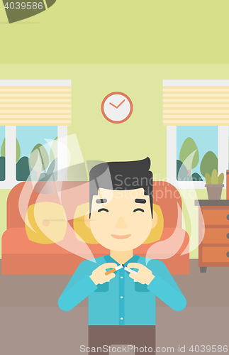 Image of Young man quitting smoking vector illustration.