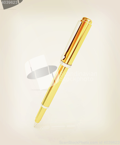 Image of Gold corporate pen design . 3D illustration. Vintage style.