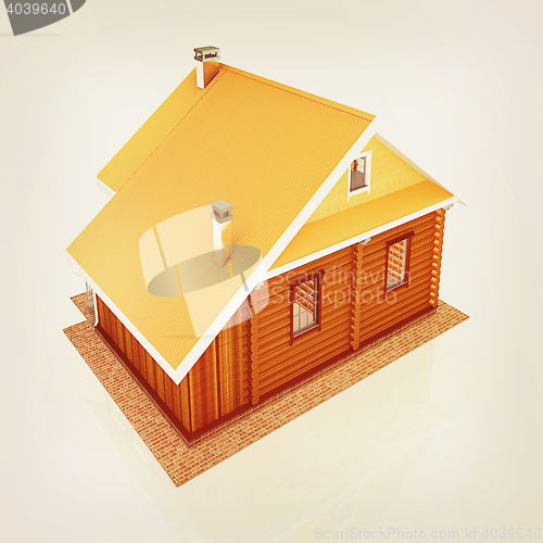 Image of Wooden travel house or a hotel. 3D illustration. Vintage style.