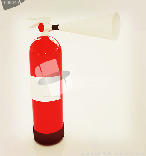 Image of Red fire extinguisher . 3D illustration. Vintage style.