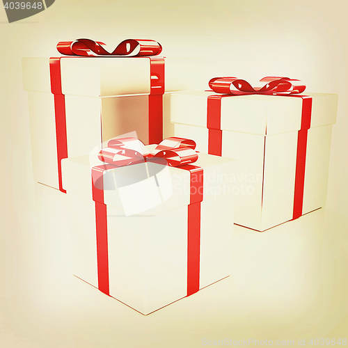 Image of gift boxes. 3D illustration. Vintage style.