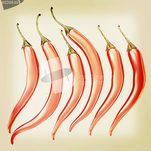 Image of Hot chilli pepper set isolated on white background. 3D illustrat