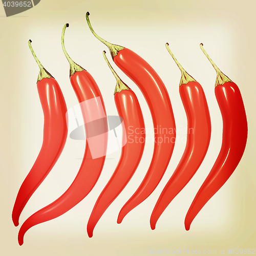 Image of Hot chilli pepper set isolated on white background. 3D illustrat