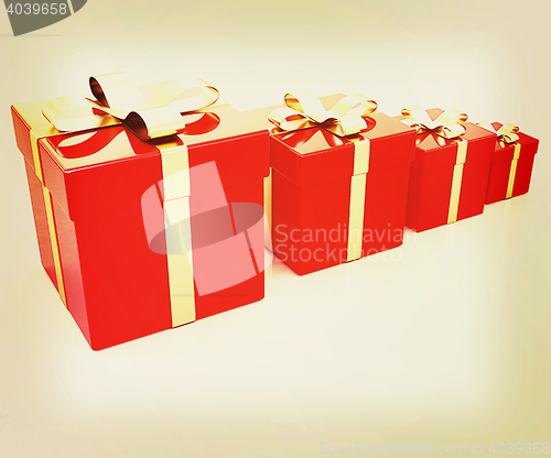 Image of Bright christmas gifts. 3D illustration. Vintage style.
