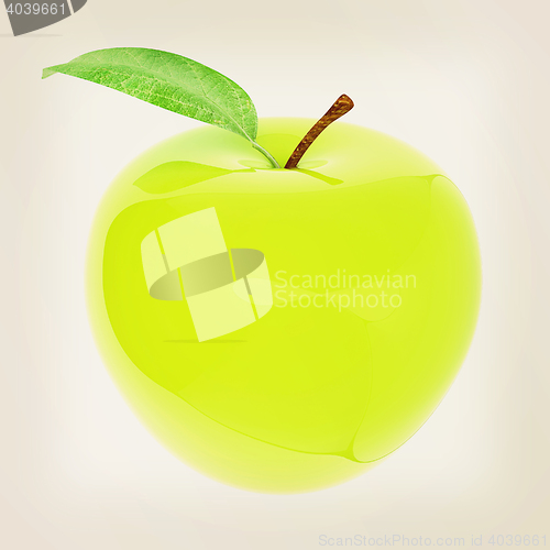 Image of Green apple, isolated on white background . 3D illustration. Vin