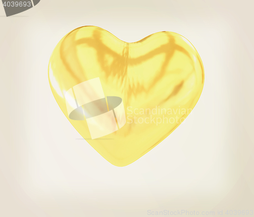 Image of Gold heart. 3D illustration. Vintage style.