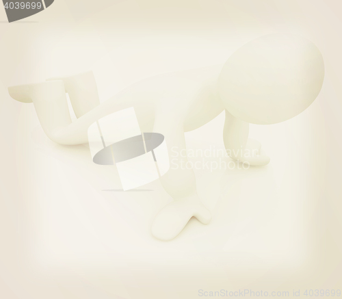 Image of 3d man isolated on white. Series: morning exercises - making pus