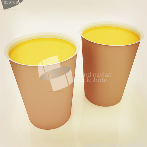 Image of Hot drink in fast-food cap. 3D illustration. Vintage style.