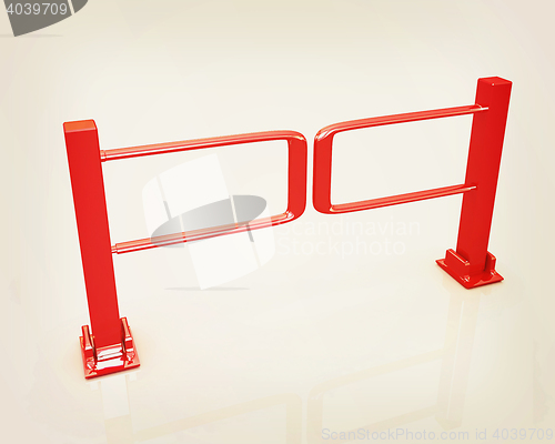 Image of Three-dimensional image of the turnstile. 3D illustration. Vinta