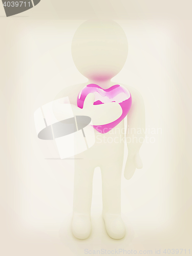 Image of 3d man holding his hand to his heart. Concept: \"From the heart\".