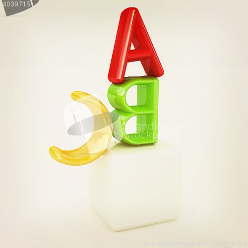 Image of alphabet and blocks. 3D illustration. Vintage style.