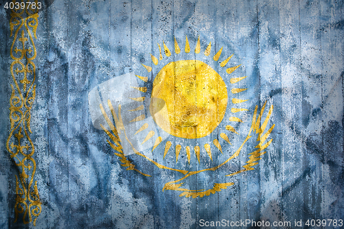 Image of Grunge style of Kazakhstan flag on a brick wall     