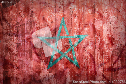 Image of Grunge style of Morocco flag on a brick wall     