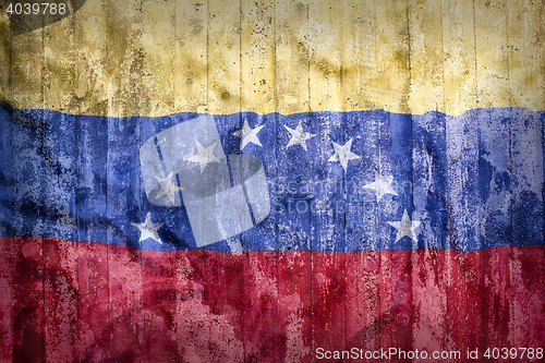 Image of Grunge style of Venezuela flag on a brick wall     