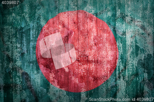 Image of Grunge style of Bangladesh flag on a brick wall  