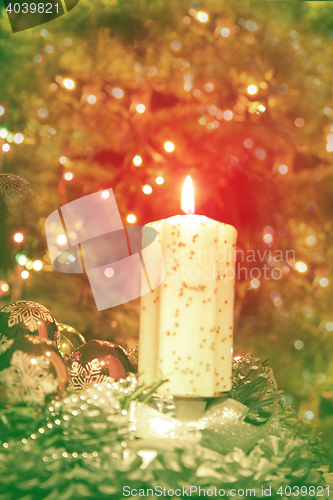 Image of christmas tree and the candle