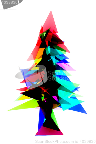 Image of christmas tree from color plastic triangles