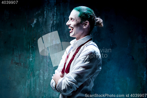 Image of Bloody Halloween theme: crazy joker face