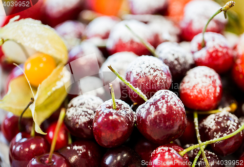 Image of close up of dish with sugared fruit dessert
