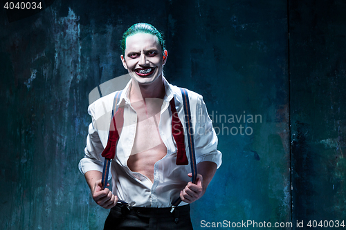 Image of Bloody Halloween theme: crazy joker face
