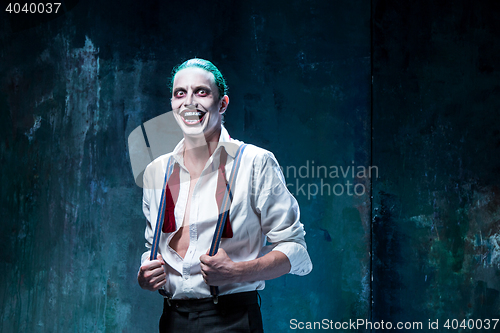 Image of Bloody Halloween theme: crazy joker face