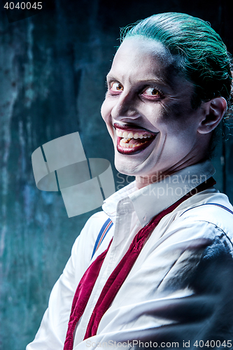 Image of Bloody Halloween theme: crazy joker face