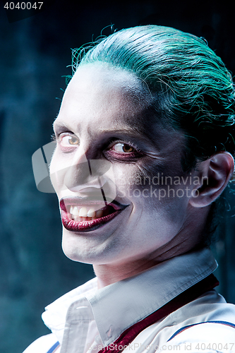 Image of Bloody Halloween theme: crazy joker face