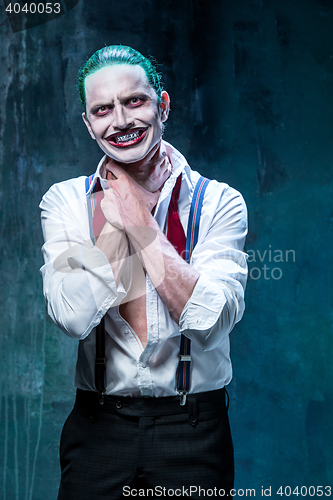 Image of Bloody Halloween theme: crazy joker face