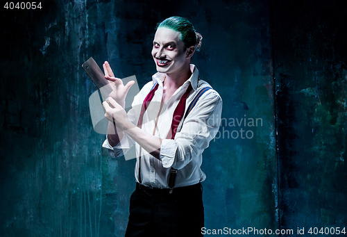 Image of Bloody Halloween theme: crazy joker face