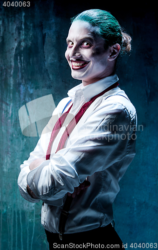 Image of Bloody Halloween theme: crazy joker face