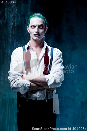 Image of Bloody Halloween theme: crazy joker face