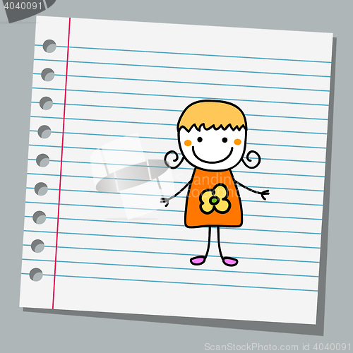 Image of notebook paper with little girl