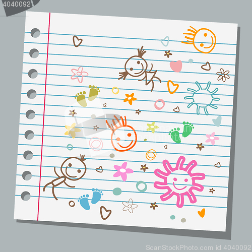 Image of notebook paper child drawings